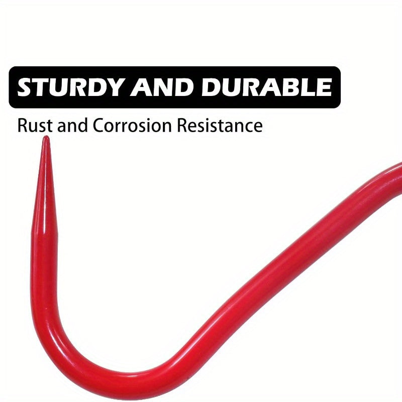 2 Pack 11 Inch Heavy Duty Steel Hay Hooks Red Ergonomic Handle with Non Slip Grip for Effortless Hay Bale Moving Farm and Barn Use Durable Construction