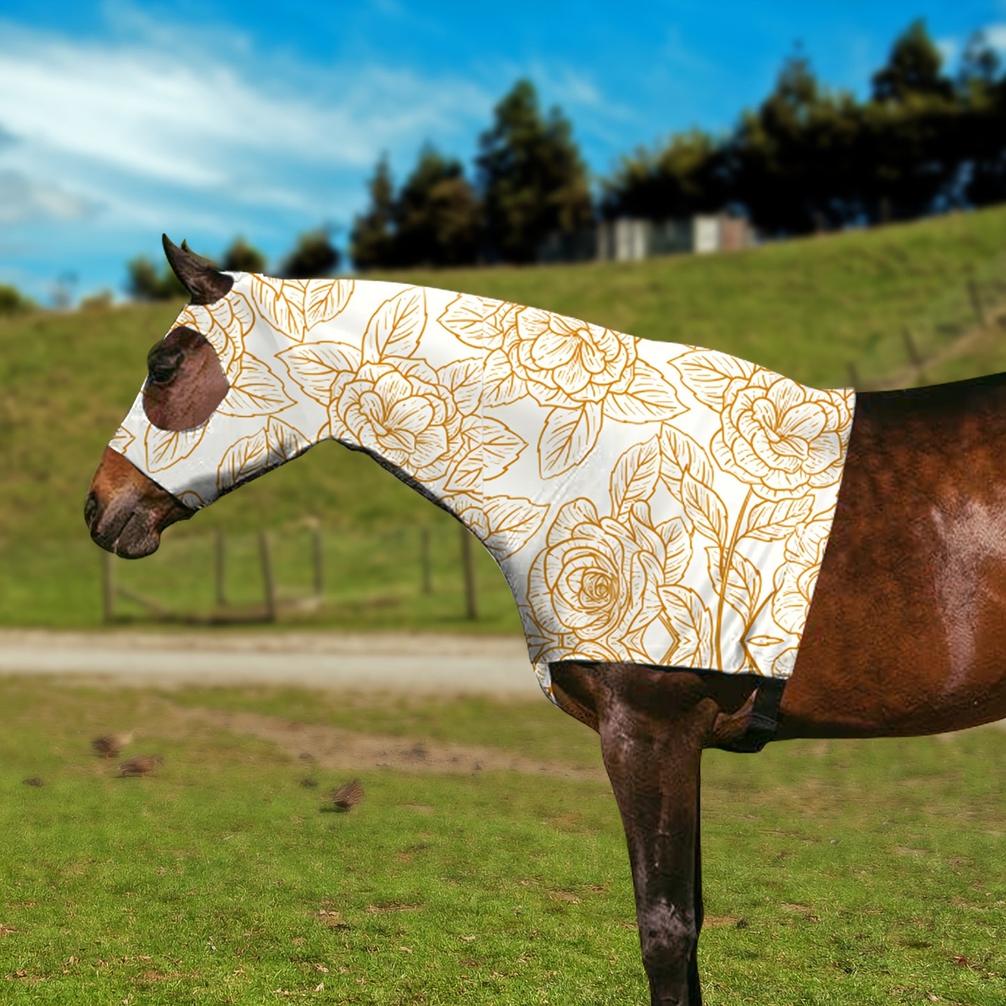 Spring Summer Equine Fly Mask with Zipper Wool Lined for Comfort Large Holes for Secure Fit Suitable for Horses