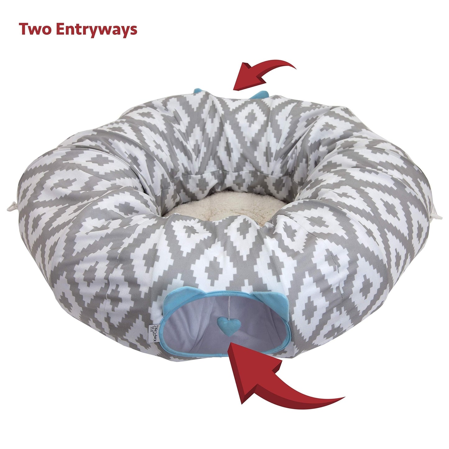 Large Donut Cat Tunnel Bed 2 in 1 Foldable Cat Cave and Toys Indoor and Outdoor Decor Perfect for Easter