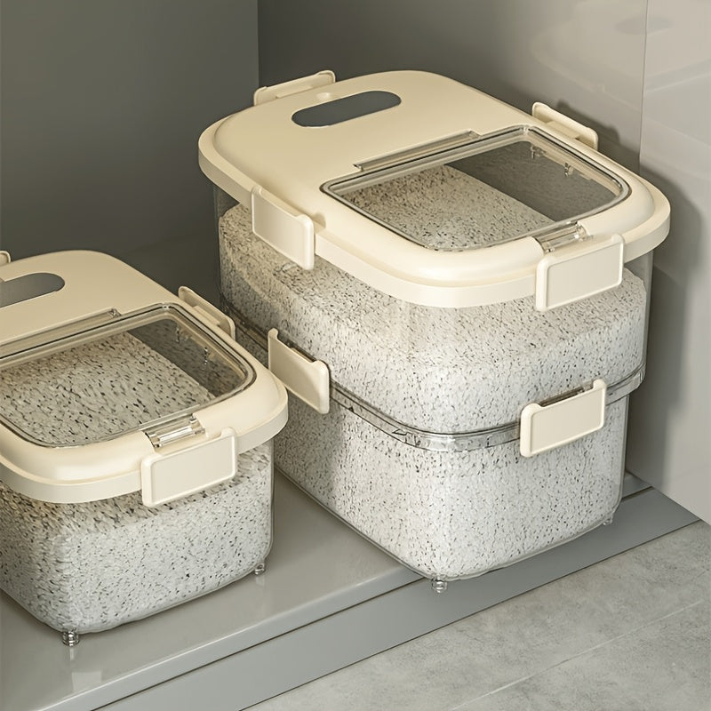 Durable Sealed Pet Food Storage Container with Wheels Moisture and Insect Proof Square Design with Transparent Lid for Dry Grains and Food Dispensing