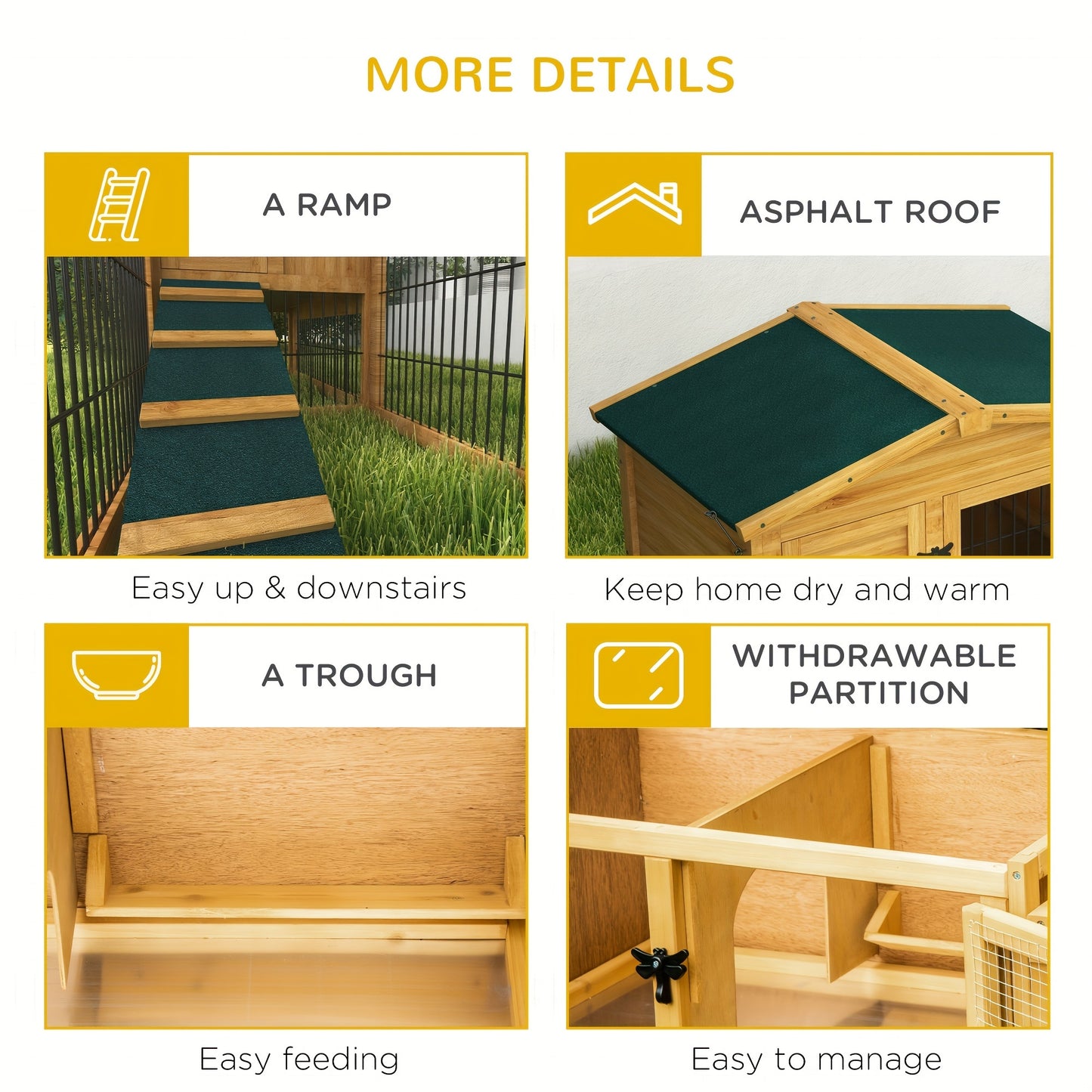 PawHut 2 Levels Outdoor Rabbit Hutch with Openable Top