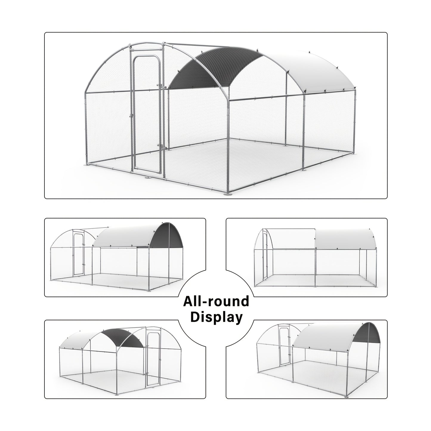 Chicken Coop Metal Large Chicken Run For Yard Heavy Duty Poultry Cage