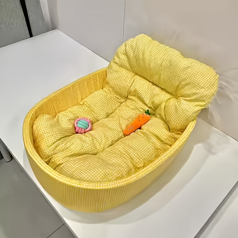 All Season Pet Bed for Dogs and Cats Checkered Small Bed with Soft Plush Fabric Washable and Detachable Pet Mat Non Sticky to Fur Easy to Clean Ruffle Details Cozy Sleeping for Indoor Cats and Small Dogs