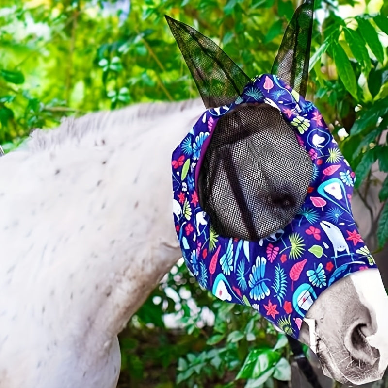 2pcs Horse Fly Masks With Ears Soft UV Protection Fly Mask