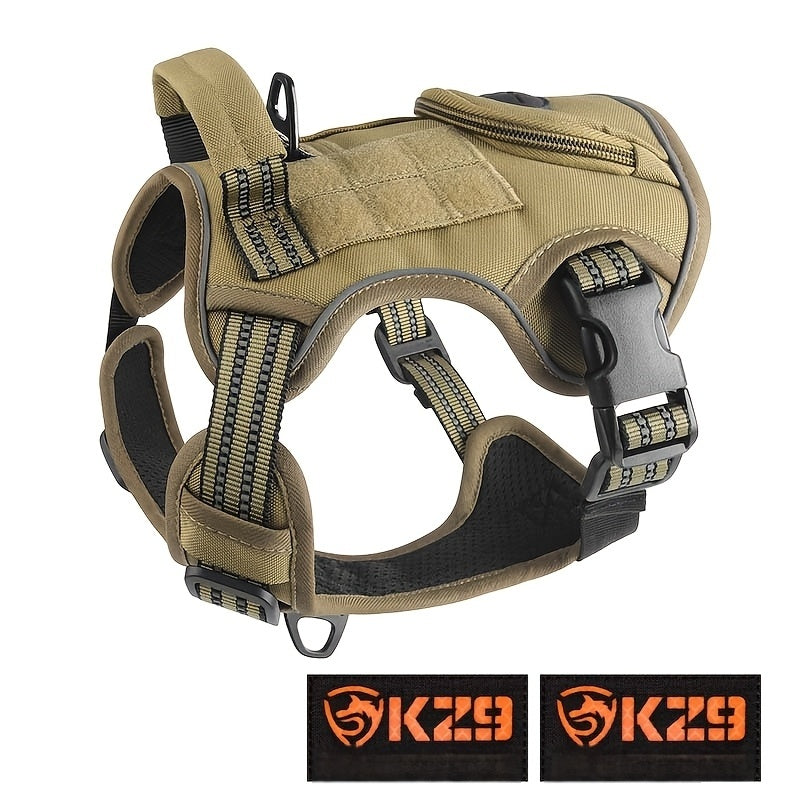 Tactical Dog Harness for Medium and Large Dogs Heavy Duty No Pull Dog Harness with Handle and Poop Bag Holder Adjustable Reflective Dog Vest for Training Walking and Hiking