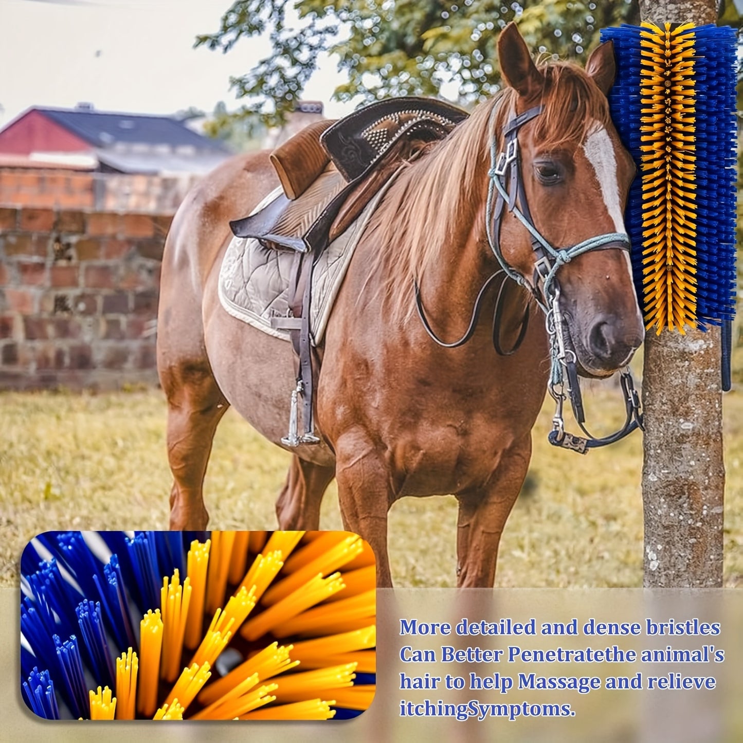 1pc Durable Livestock Scratch Brush 19x8 Inch Ideal for Horse Cow Sheep Grooming Includes Screw On Accessories No Batteries Required Horse Grooming Supplies