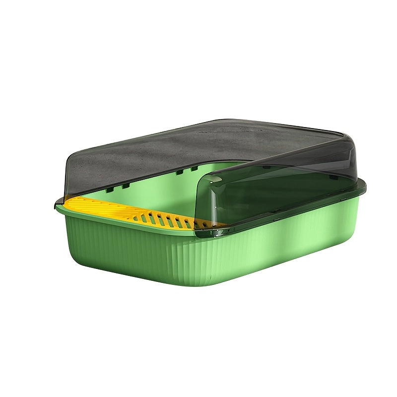1pc Oversized Semi-Enclosed Cat Litter Box with Removable Tray
