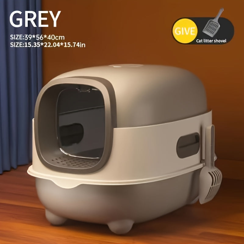 Large Cat Litter Box Fully Enclosed Splash Proof Odor Resistant Easy to Store Easy to Install Includes Scoop Easy to Clean Suitable for Small and Mid Sized Cats