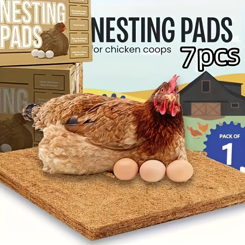 7 Pcs Reusable Coconut Palm Mats for Chicken Coop Nesting Moisture Proof and Heat Insulating Perfect for Birds and Reptiles to Lay Eggs Easy to Care For
