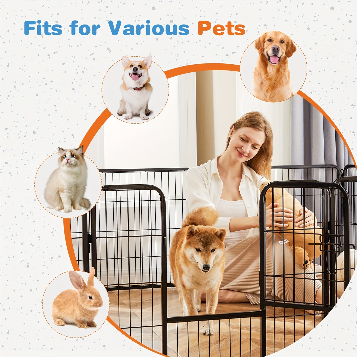 8 to 16 Panels DIY Indoor Dog Puppy Playpen Metal Dog Kennel with Door for Large Medium Small Dogs Safe and Stress Free Easy to Move and Assemble Indoor Outdoor Use