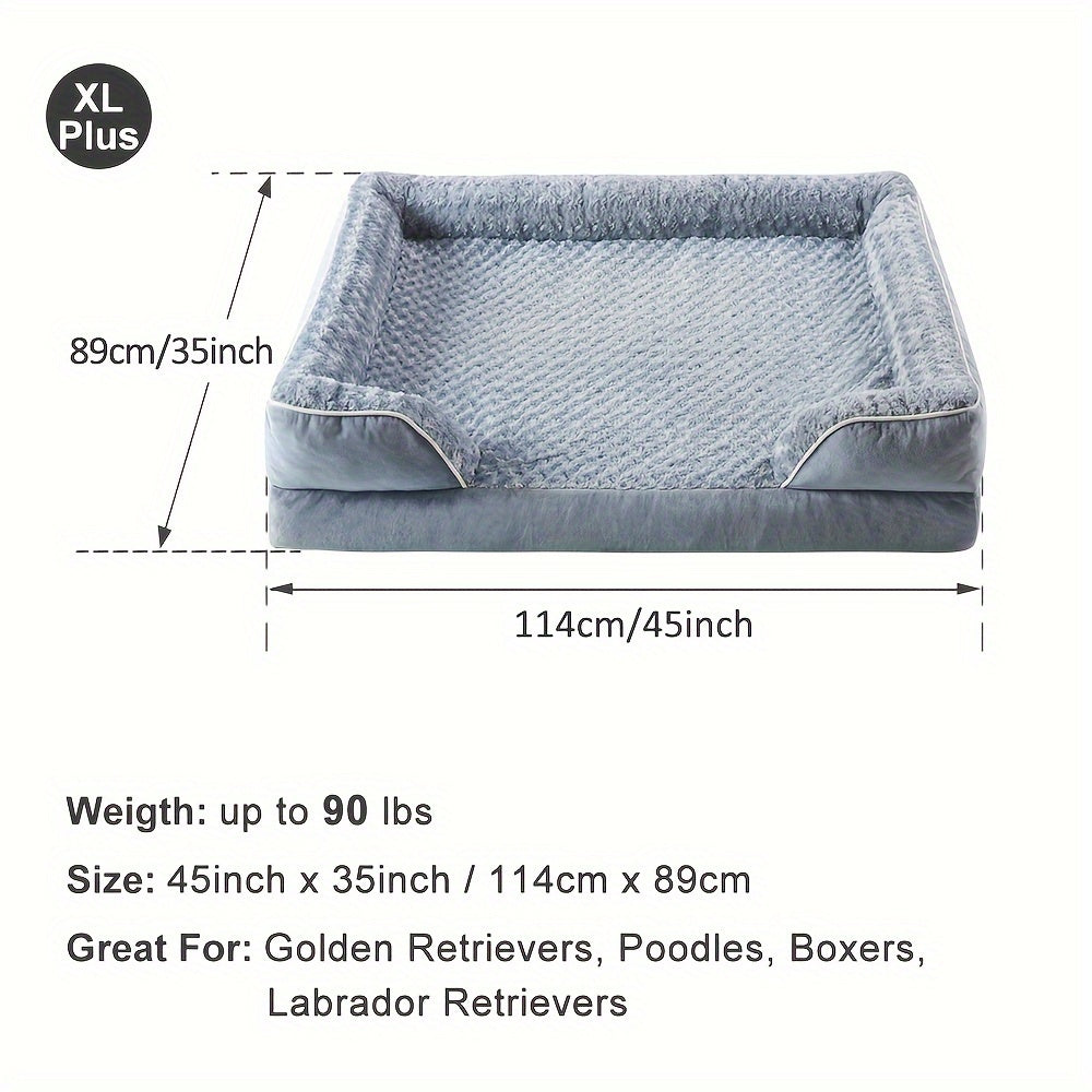 XL Orthopedic Dog Bed for Extra Large Dogs - High Quality Sofa Style Pet Sleeper with Washable Removable Cover and Non Slip Memory Foam