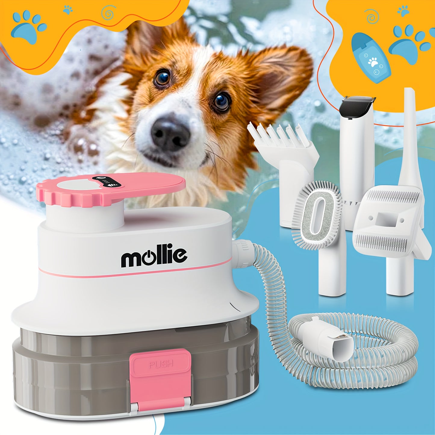 Dog Grooming Kit Vacuum and Blow Dryer Pet Grooming Vacuum with 6 Grooming Tools Trimmer and Guide Combs for Dog Cat and Other Animals