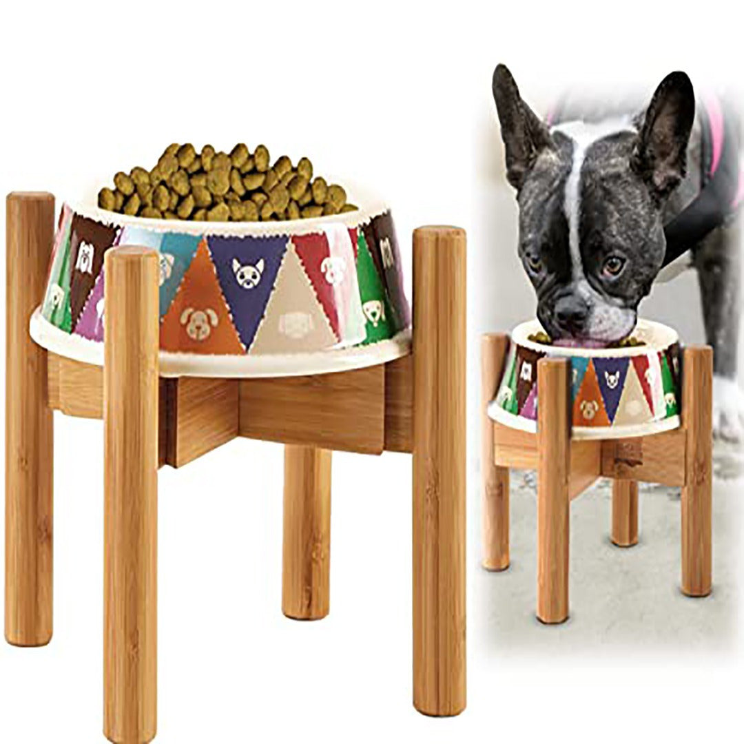 Adjustable Bamboo Dog Bowl Stand for Multiple Size Choices Elevated Food and Water Stand for Improved Feeding Comfort Ergonomic Pet Feeder Holder for Small Medium Large Dogs