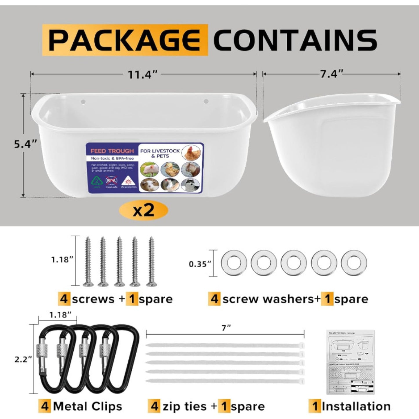 Hanging & Screw-In Poultry & Animal Feeder with Troughs
