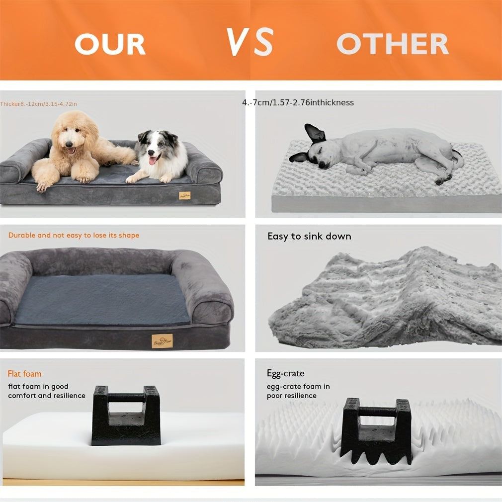 Large Sofa Dog Bed with Hidden Zipper and Waterproof Lining Ultra Plush Orthopedic Memory Foam Removable and Washable Cover Anti Slip Bottom All Season Comfort