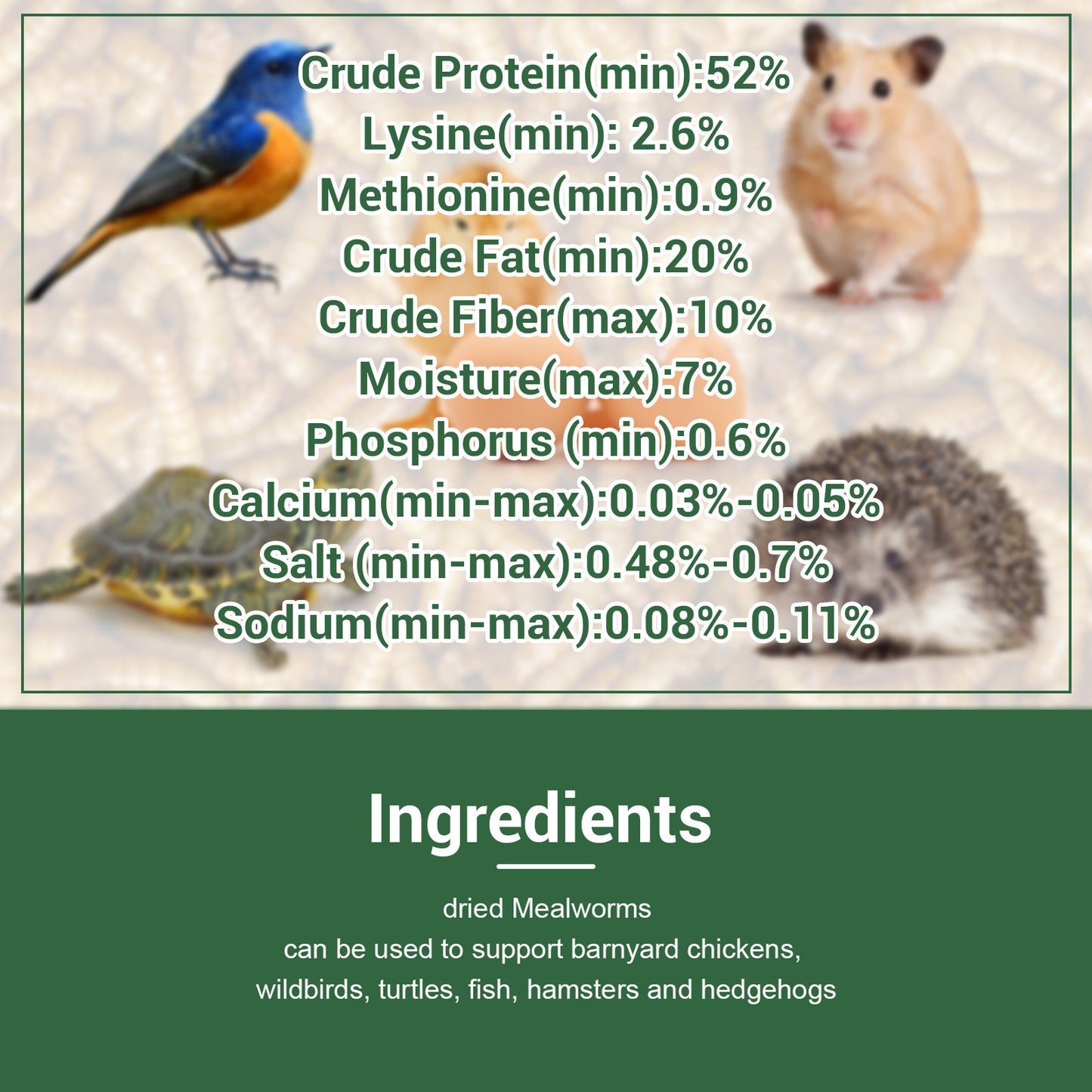 Dried Mealworms Larvae For Chickens Natural High Protein Pet Food Dried Meal Worms For Wild Birds Hens Ducks Turtles Fish Lizards Hamsters Dried Insect Animal Feed