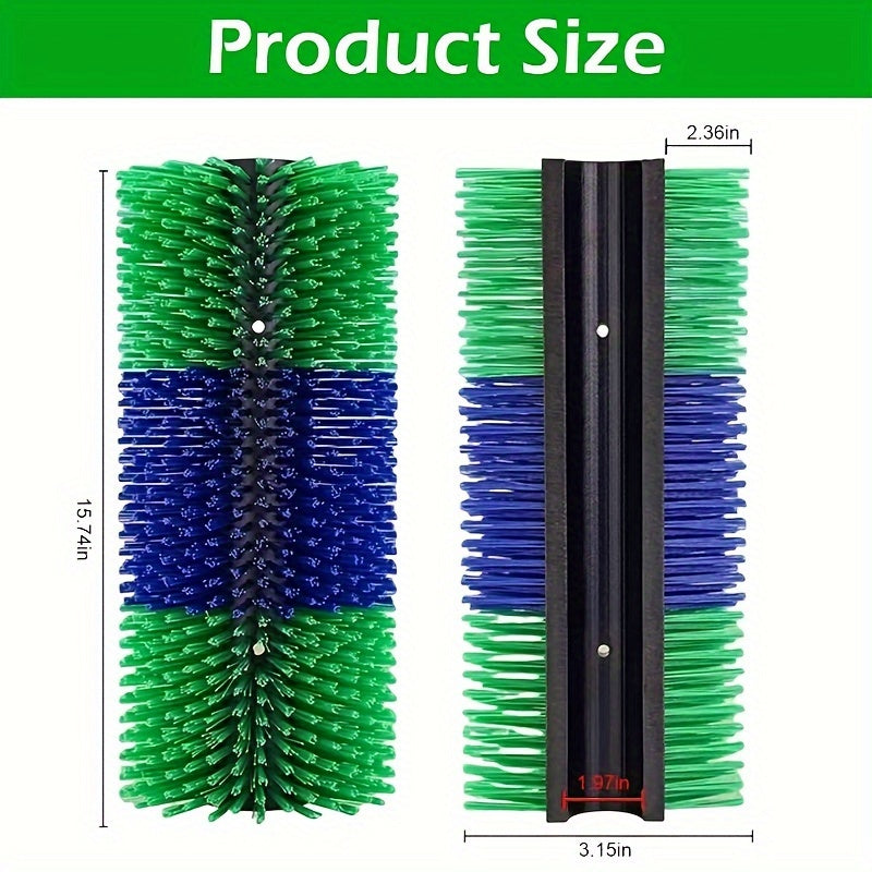 2pcs Livestock Scratching Brush Green 17.5x7.8 Durable Nylon Bristles Suitable for Horses Sheep Elk Cows Combing Hair Depilation