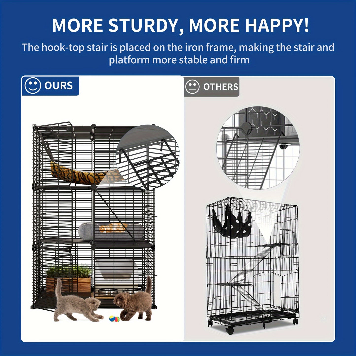 Quoyad Cat Cage for 1-2 Cats and Small Animals, Metal Kennel