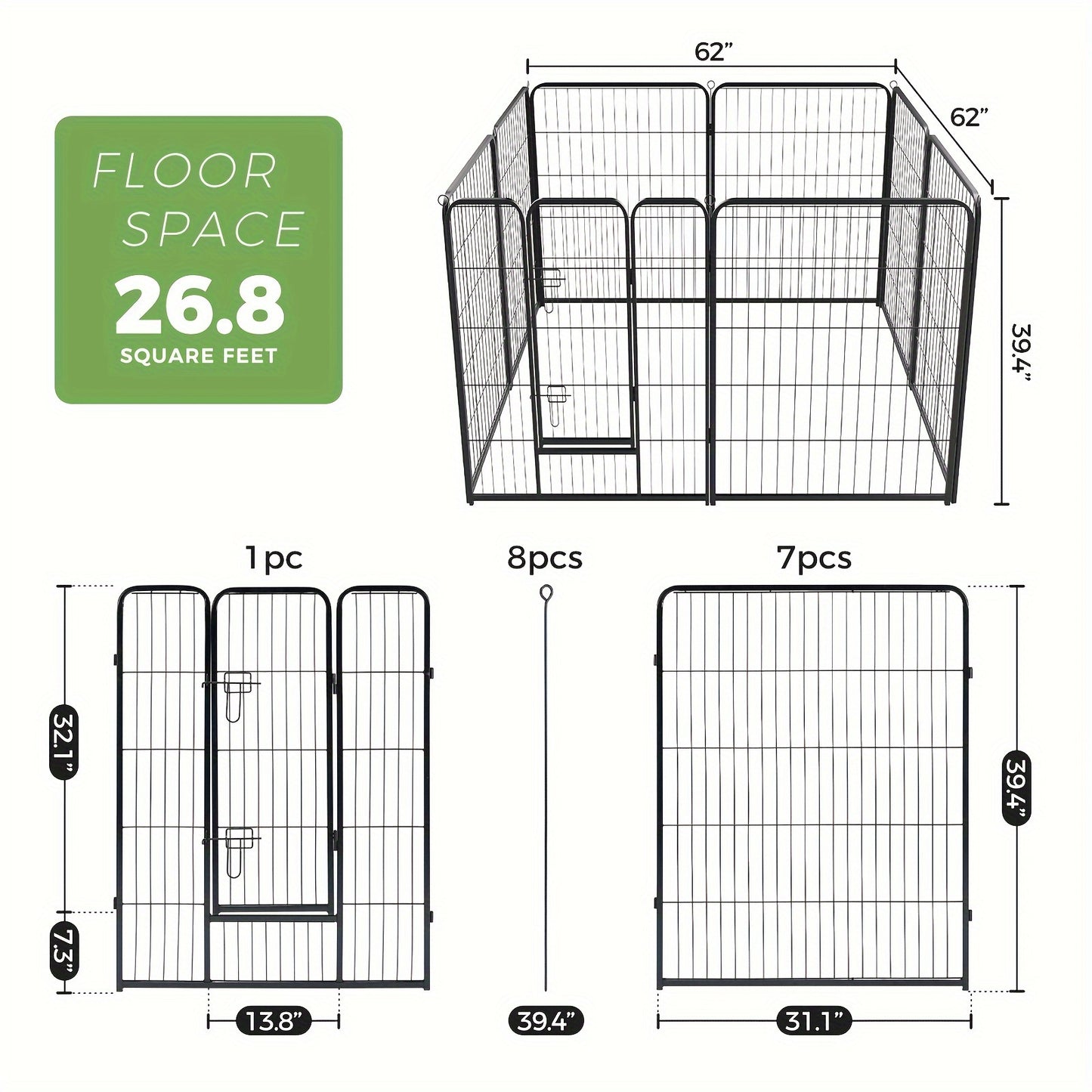 8 to 16 Panels DIY Indoor Dog Puppy Playpen Metal Dog Kennel with Door for Large Medium Small Dogs Safe and Stress Free Easy to Move and Assemble Indoor Outdoor Use