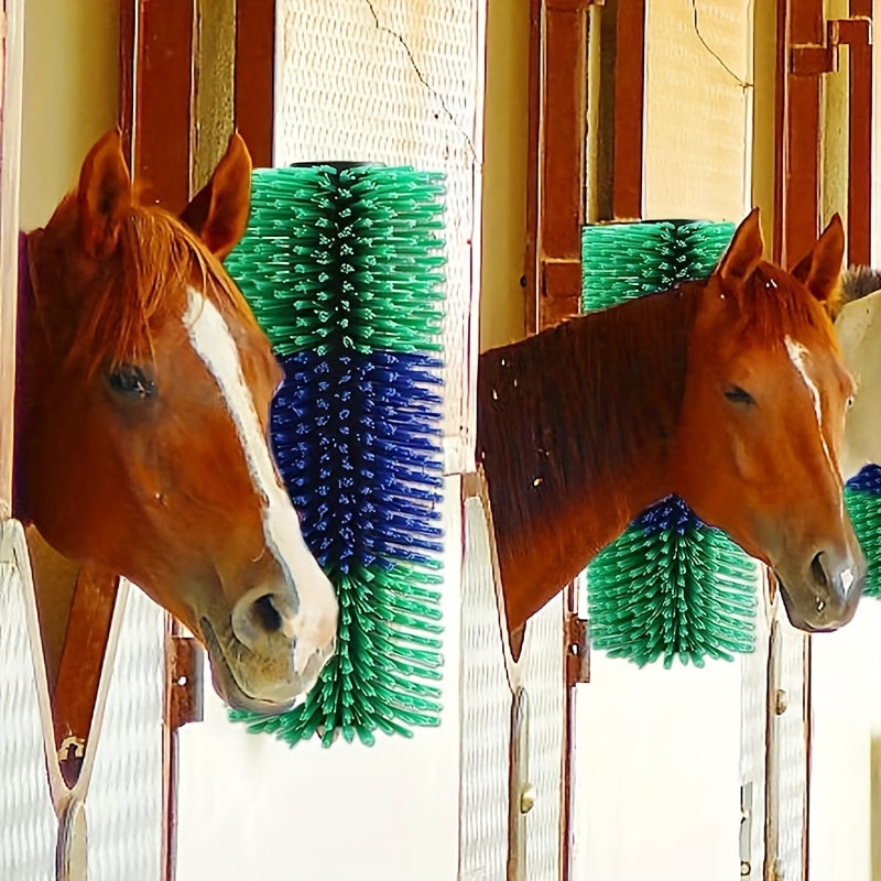 2pcs Livestock Scratching Brush Green 17.5x7.8 Durable Nylon Bristles Suitable for Horses Sheep Elk Cows Combing Hair Depilation