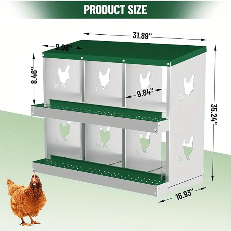 6 Compartments Chicken Nesting Box for Easy Egg Collection