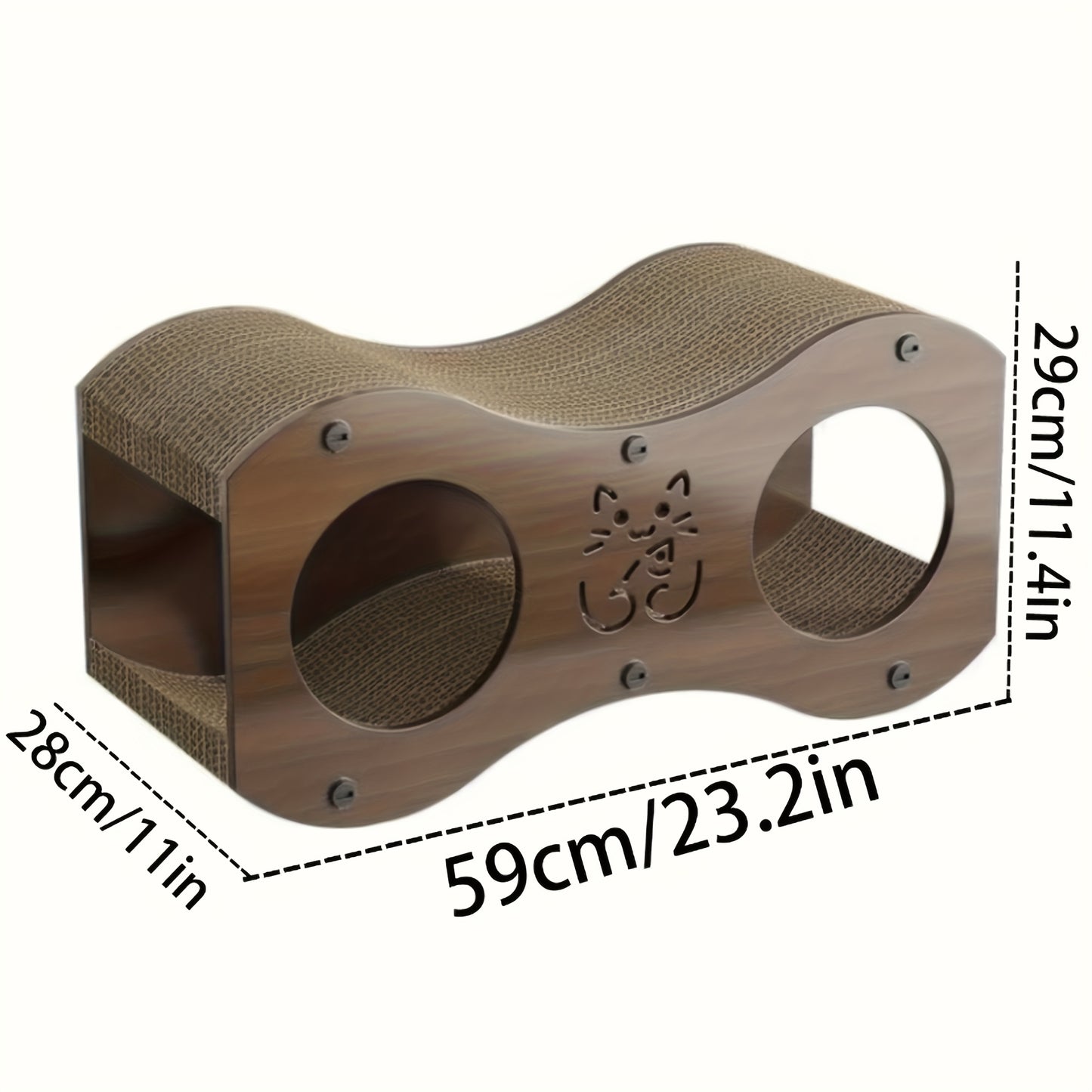Durable Walnut Wood Cat Scratcher Lounge Cozy All Season Kitty Play Sofa and Bed with Non Shedding Woven Nest and Integrated Scratch Pad