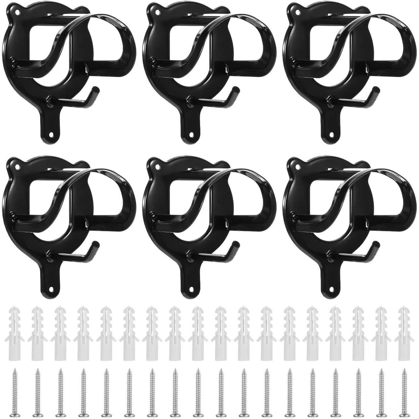 Maquita 6 Counts Horse Bridle Rack Bridle Bracket Bridle Hooks Horse Tack Storage Halter Hanger Metal Bridle Holder with Tubes and Screw for Horse Barn Supplies Black