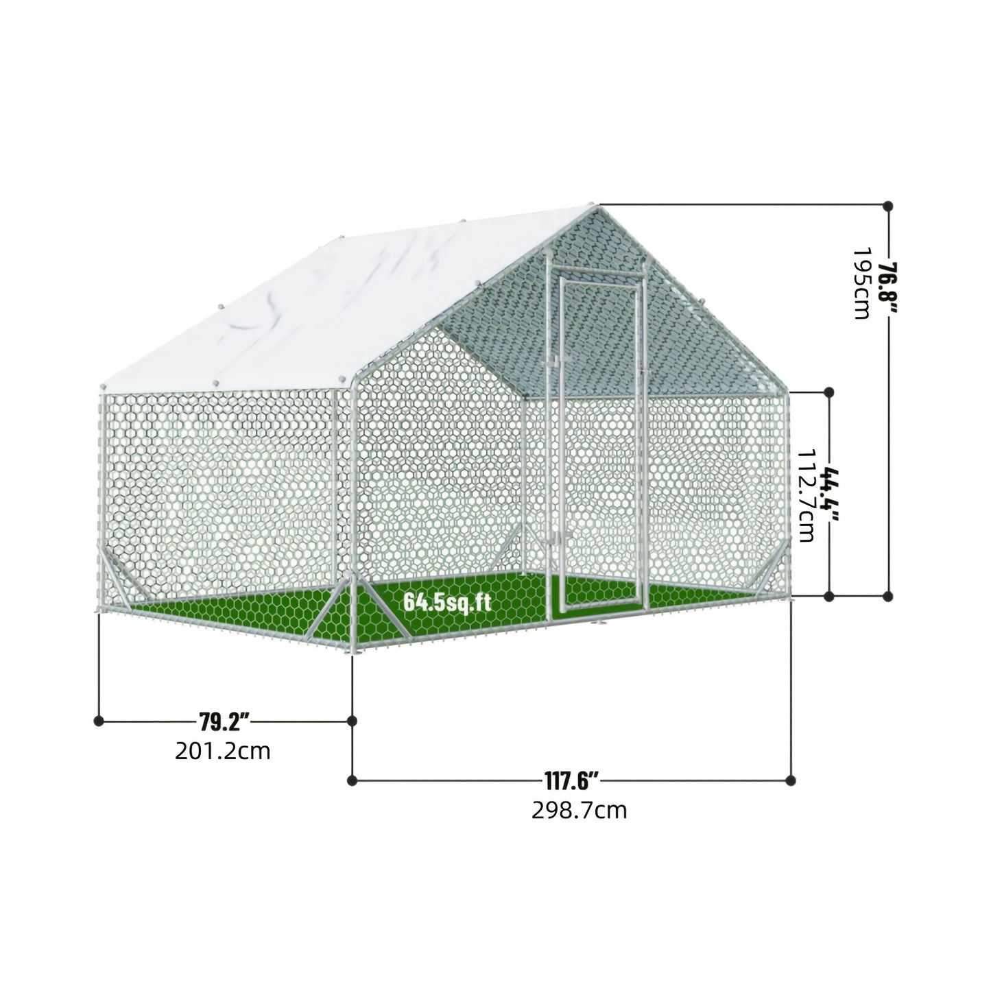 Large Metal Dog Cage and Chicken Coop with Walk-In Access Spire Roof and Anti-UV Cover Durable Outdoor Poultry Pen for Backyard Farm Small Animals Dogs Weather-Resistant Design