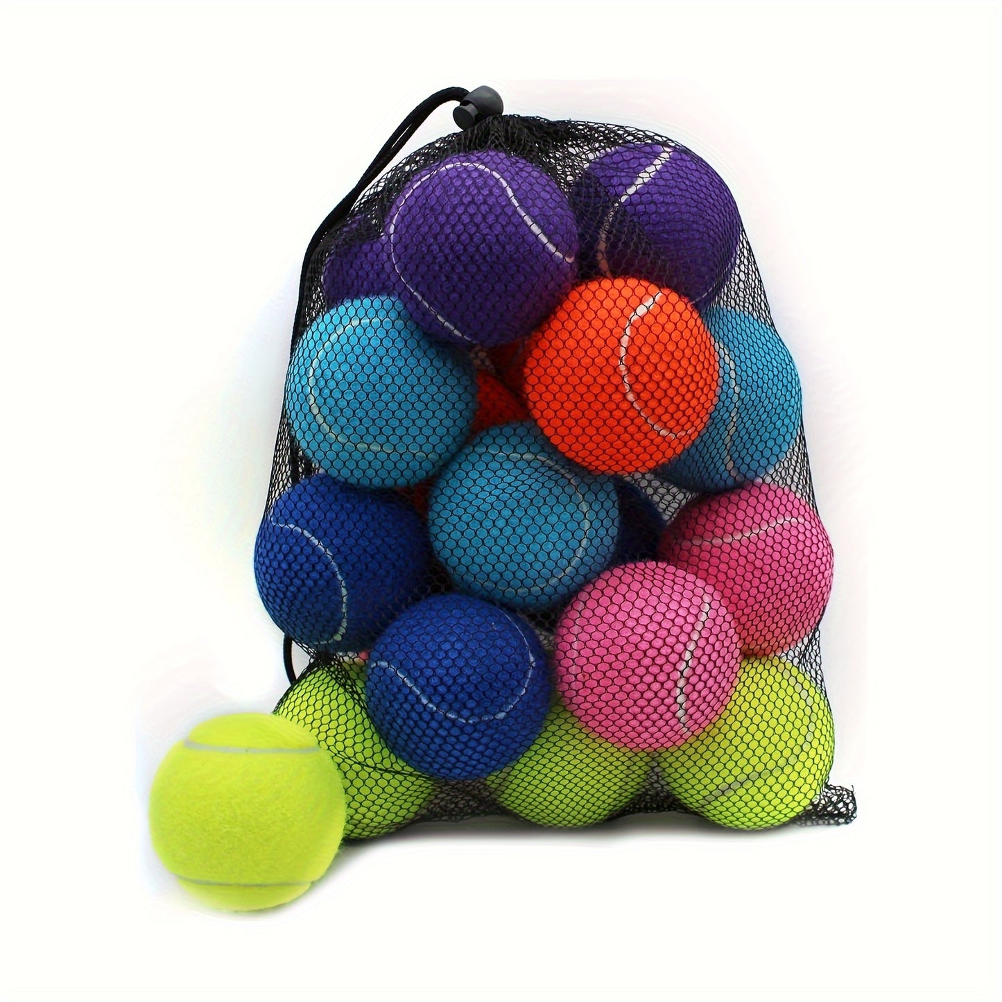 18pcs Training Tennis Balls Practice Balls With Mesh Bag Pet Dog Playing Balls Suitable For Beginner Tennis Training