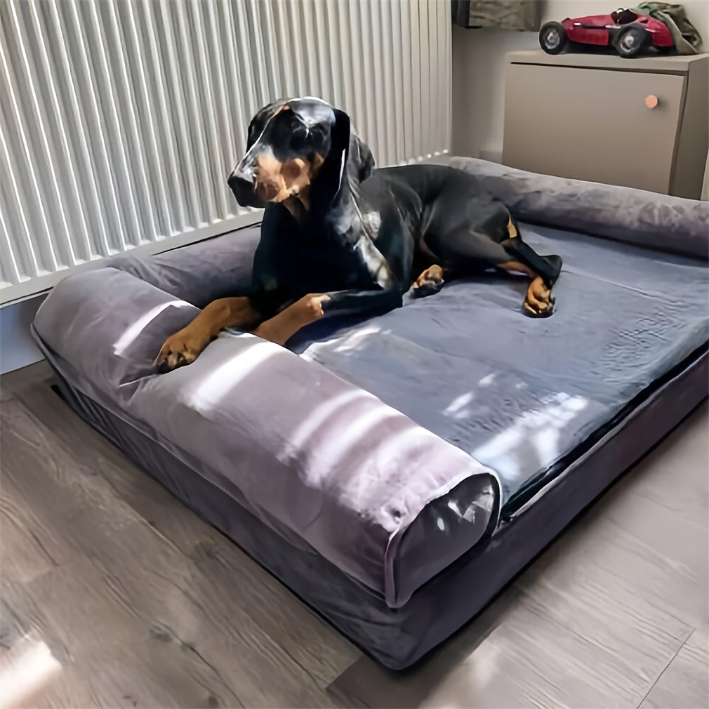 Large Sofa Dog Bed with Hidden Zipper and Waterproof Lining Ultra Plush Orthopedic Memory Foam Removable and Washable Cover Anti Slip Bottom All Season Comfort