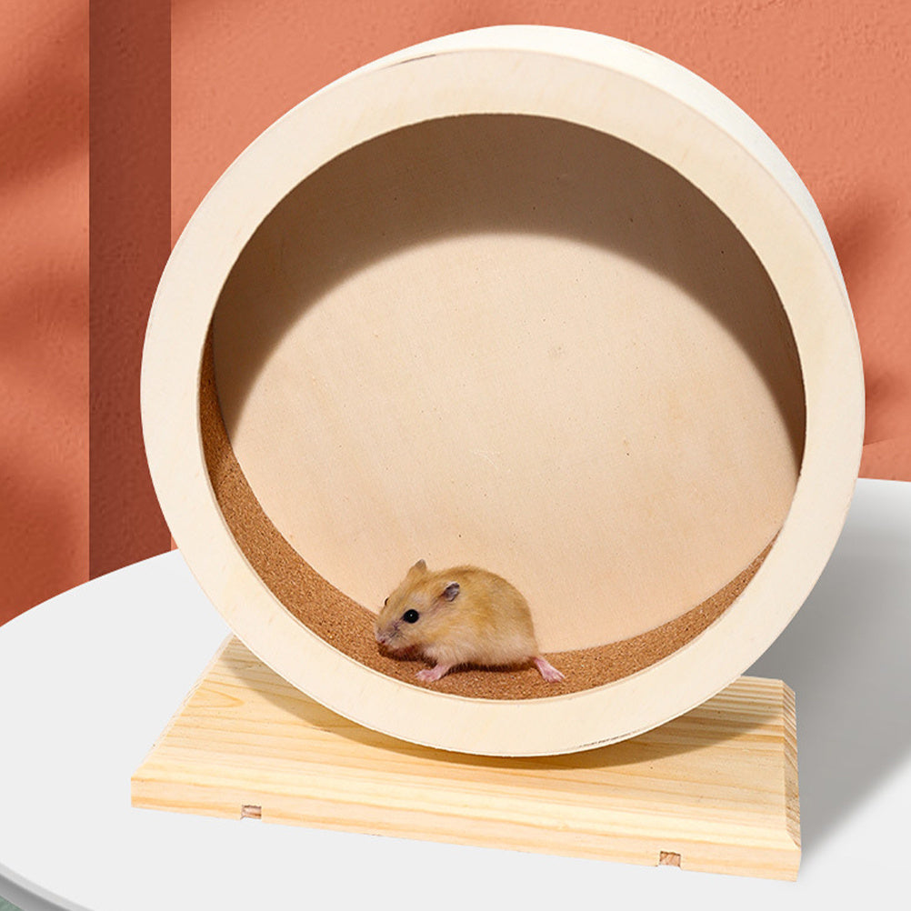 1pc Silent Wooden Hamster Exercise Wheel for Healthy Play