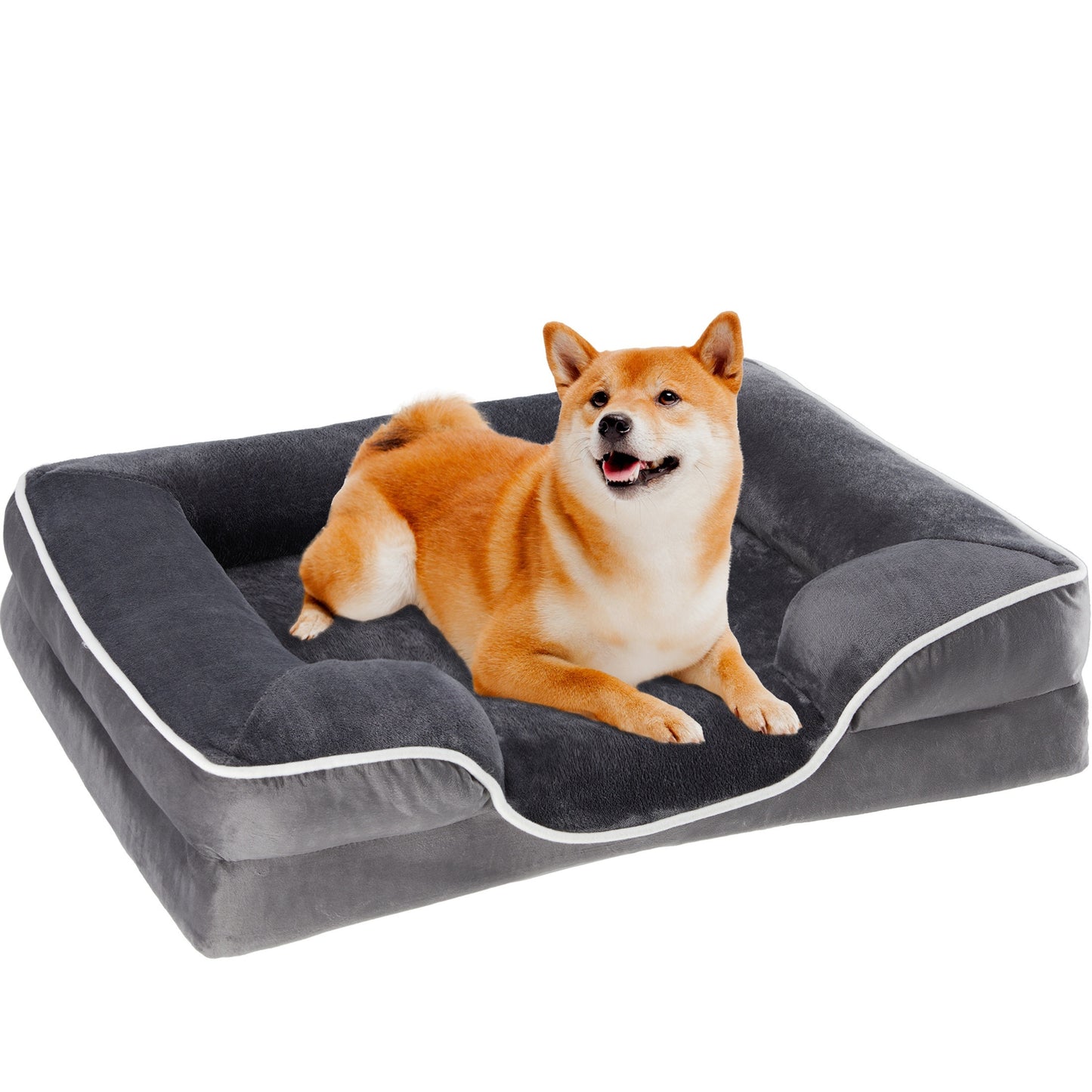 1pc MCQ Orthopedic Dog Bed with Washable Cover and Non-Slip Base