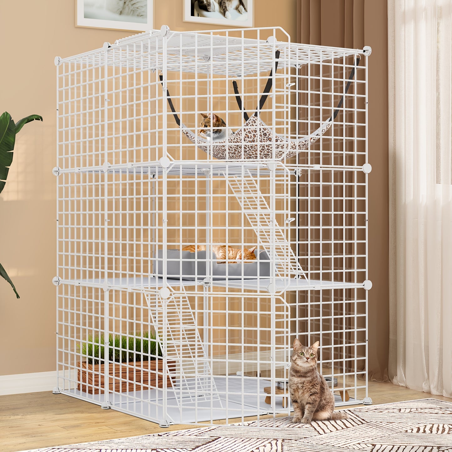 Quoyad Cat Cage for 1-2 Cats and Small Animals, Metal Kennel