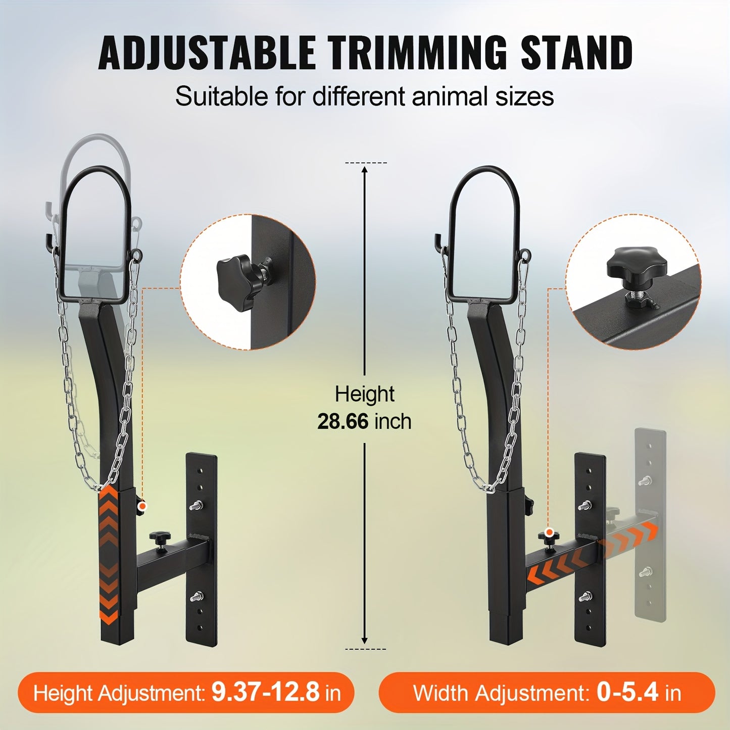 Happybuy Livestock Trimming Stand Goat and Sheep Stand with Adjustable Height and Width Metal with Nose Loop and Headpiece Ideal for Milking and Shearing Black