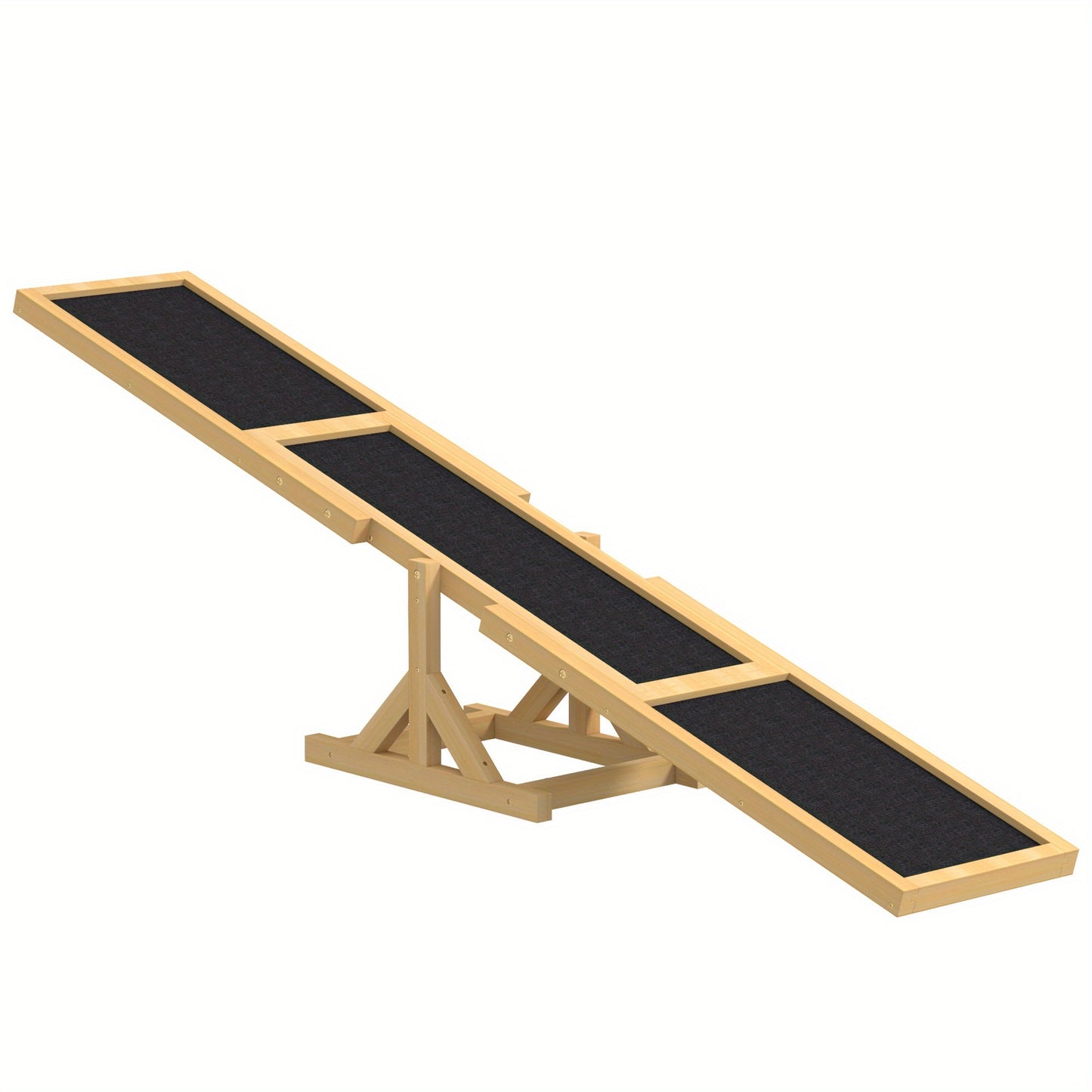 PawHut Durable Cork Dog Seesaw Weather Resistant Wooden Agility Platform 71 Inch L x 12 Inch W x 12 Inch H Ideal for Training and Exercise Yellow
