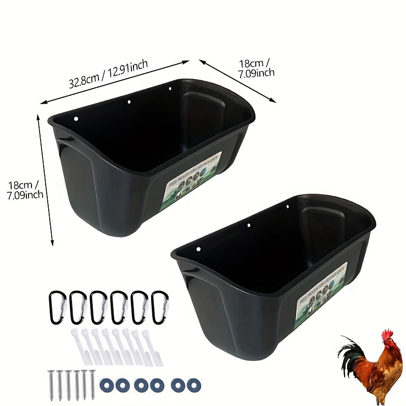 Extra Large Goat Feeder with Clip Hanging Chicken Feeder Livestock and Poultry Feeding Trough Bucket for Goats Sheep Ducks Geese Piglets Horses Deer 12.91 Inch by 7.1 Inch by 7.1 Inch