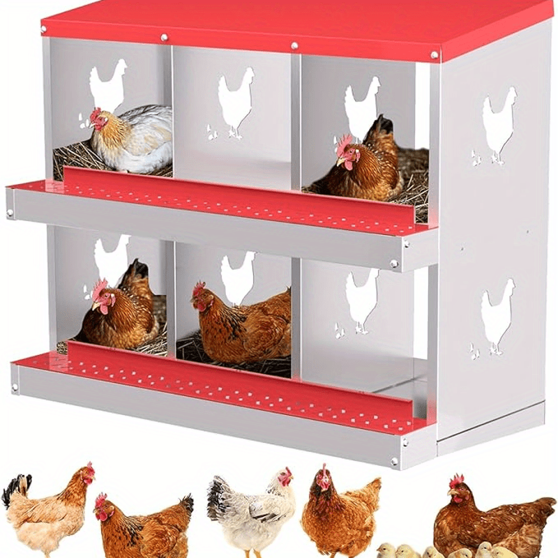 6 Compartments Chicken Nesting Box for Easy Egg Collection