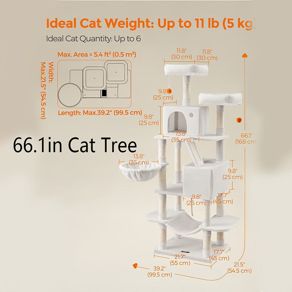 Cat Tree, Large Cat Tower with 13 Scratching Posts