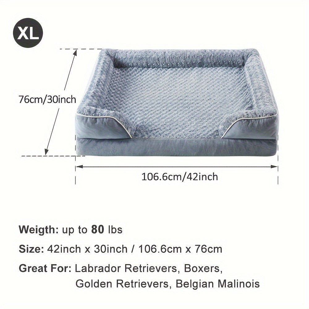 XL Orthopedic Dog Bed for Extra Large Dogs - High Quality Sofa Style Pet Sleeper with Washable Removable Cover and Non Slip Memory Foam