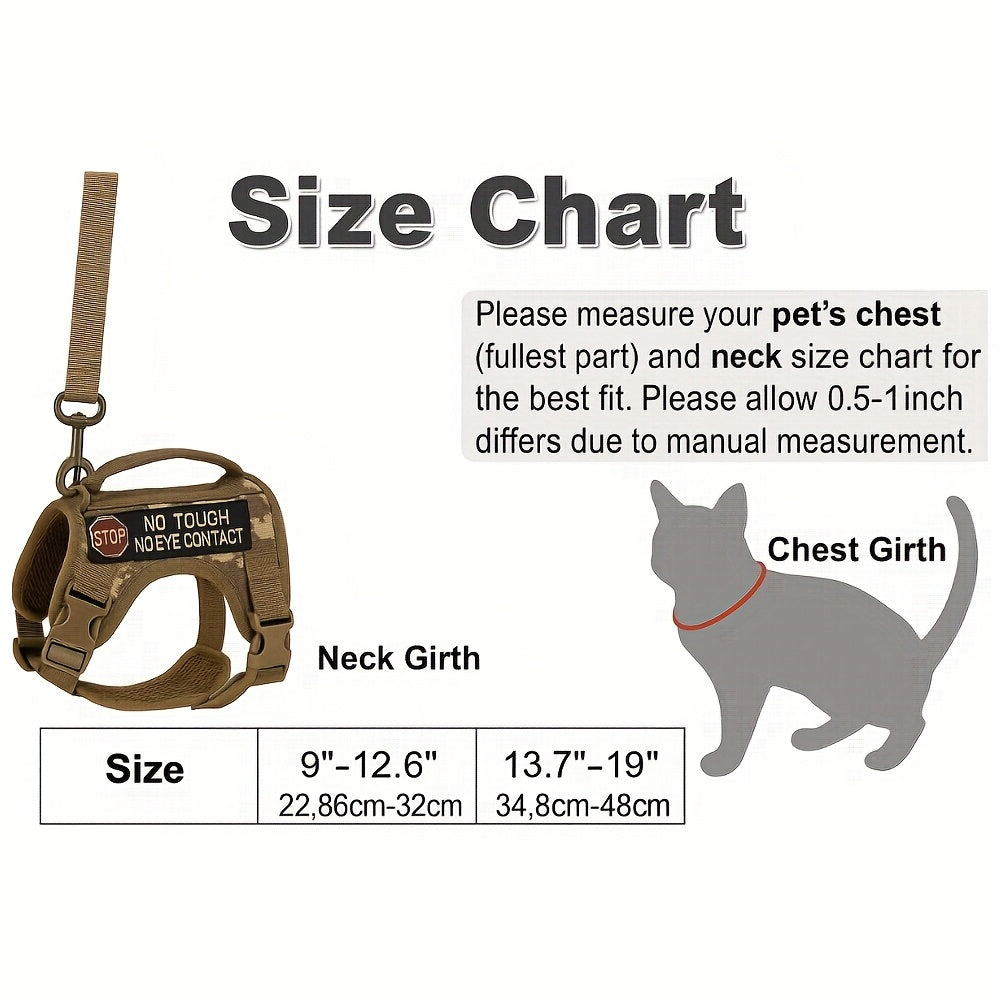 Tactical Pet Harness Vest For Cats Or Small Dogs Adjustable Reflective Outdoor Vest With Safety Buckles No Touch No Talk Patch