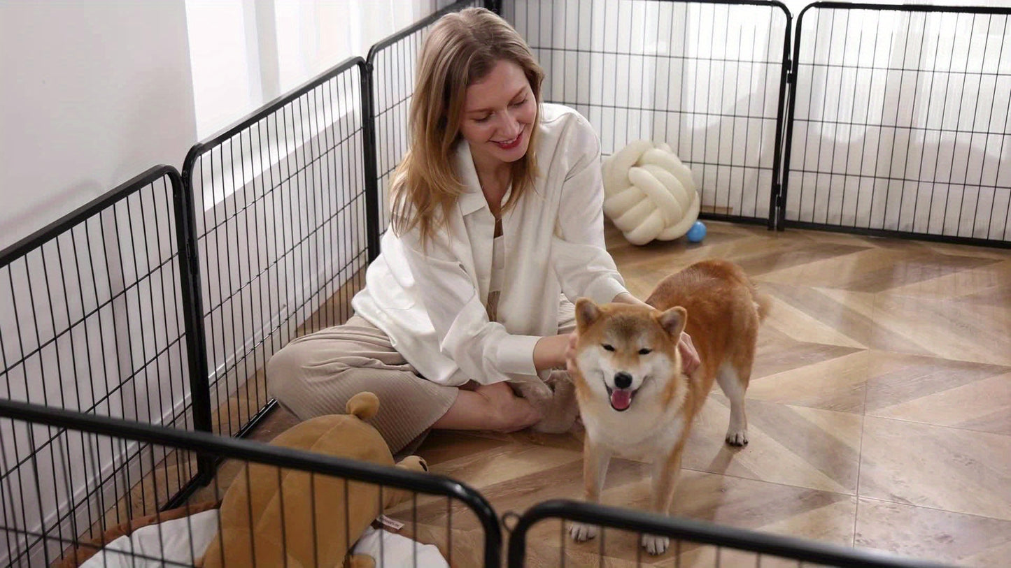 8 to 16 Panels DIY Indoor Dog Puppy Playpen Metal Dog Kennel with Door for Large Medium Small Dogs Safe and Stress Free Easy to Move and Assemble Indoor Outdoor Use
