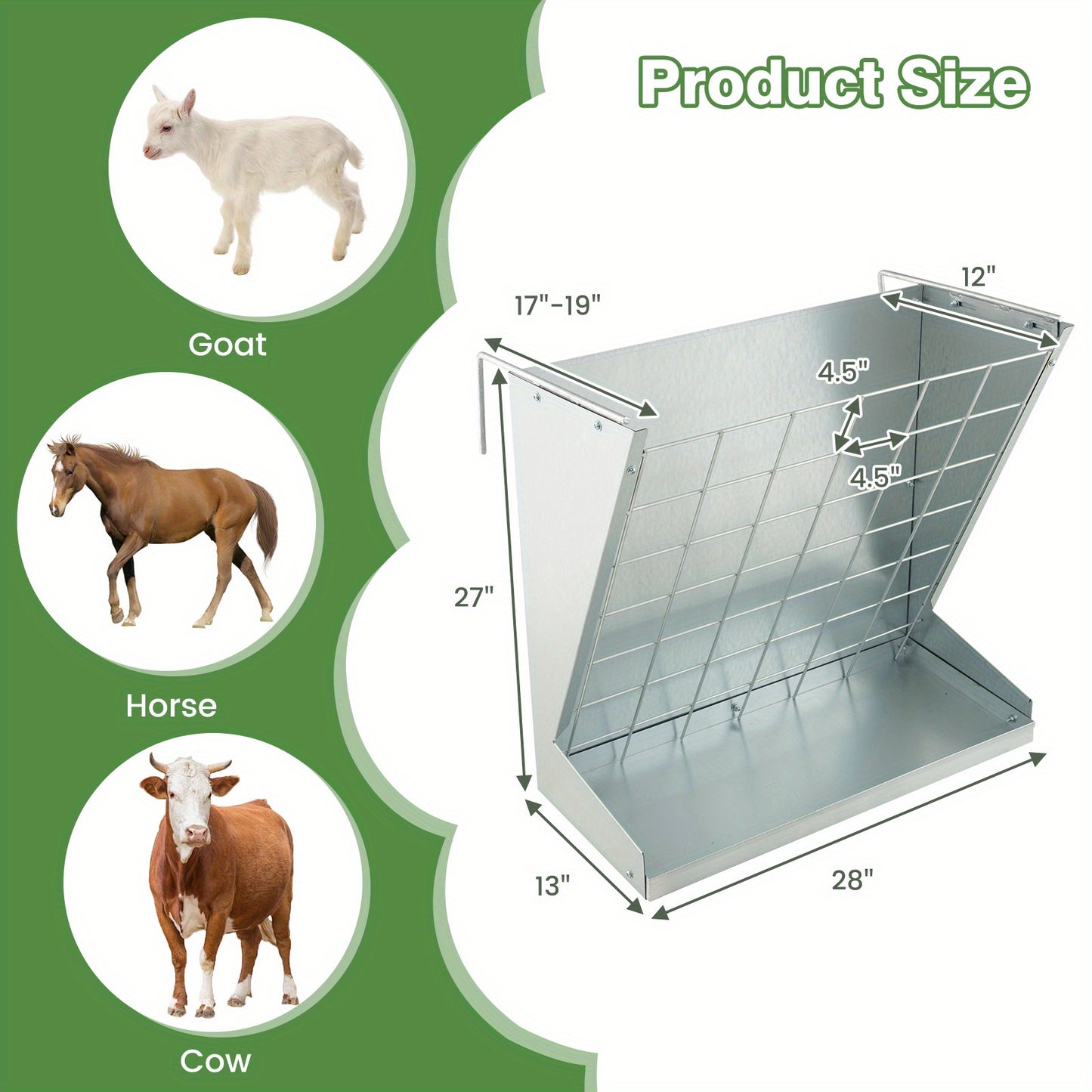 GIANTEX Wall Mount Hay Feeder With Adjustable Mesh Net