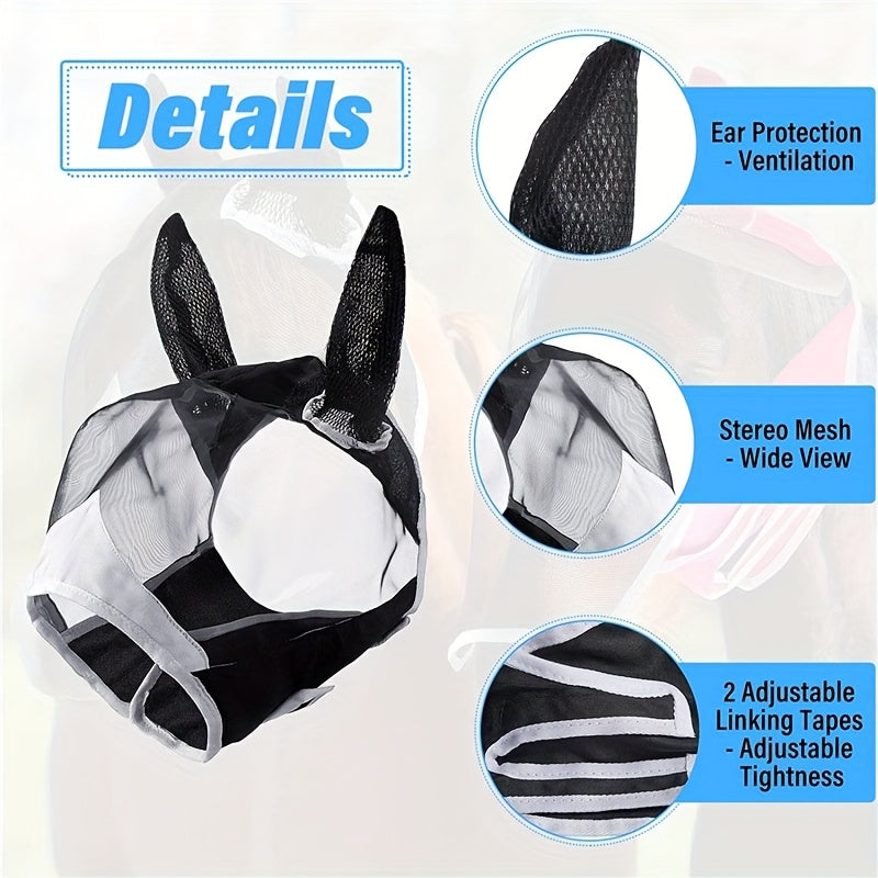 UV Protection & Mosquito Repellent Horse Fly Mask - Lightweight Design for Outdoor Riding