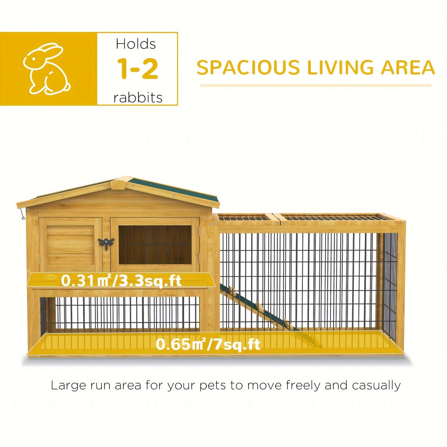 PawHut 2 Levels Outdoor Rabbit Hutch with Openable Top