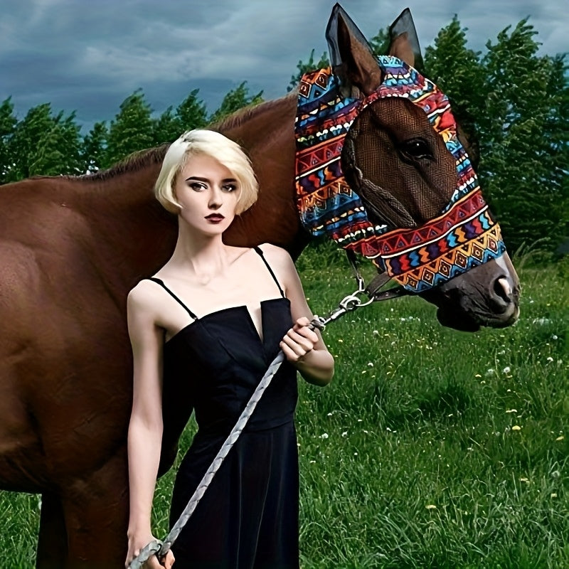 2pcs Horse Fly Masks With Ears Soft UV Protection Fly Mask