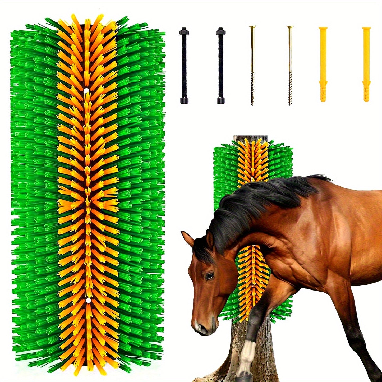 1pc Durable Livestock Scratch Brush 19x8 Inch Ideal for Horse Cow Sheep Grooming Includes Screw On Accessories No Batteries Required Horse Grooming Supplies