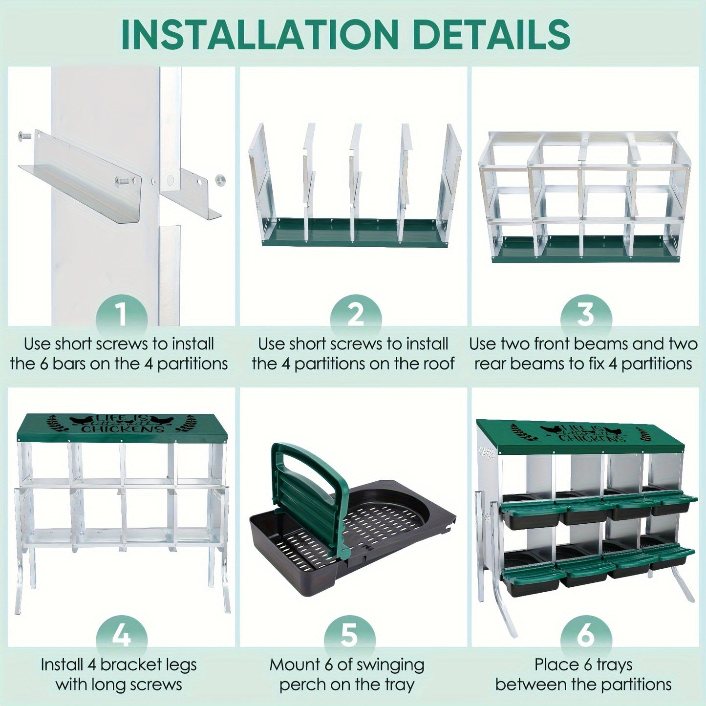 Chicken Nests Box Eight Hole Nests for Laying Eggs Chicken Brooder Boxes with Perches to Collect and Protect Eggs
