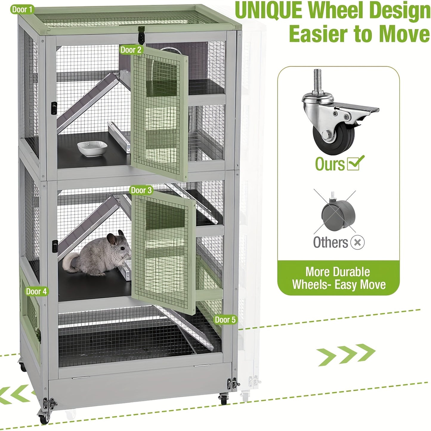 Aivituvin Hamster Cage 5 Levels Small Animal Cage for Chinchilla Hedgehogs Squirrel Chameleon Lizard Gerbils Anti Chewing Ferret Cage