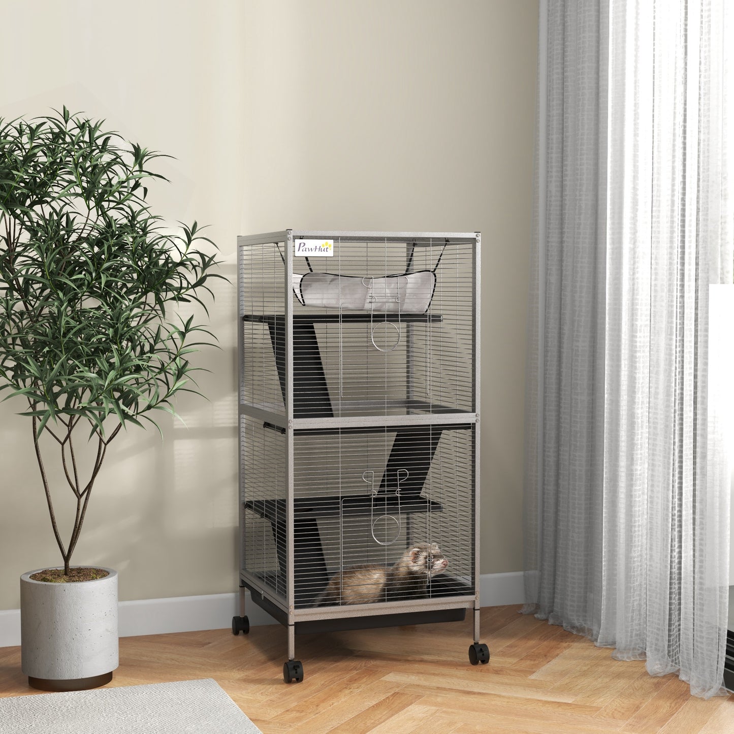 Metal Chinchilla Cage with Hammock & Wheels