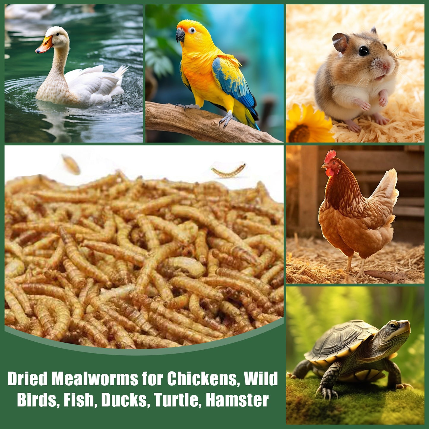 Dried Mealworms Larvae For Chickens Natural High Protein Pet Food Dried Meal Worms For Wild Birds Hens Ducks Turtles Fish Lizards Hamsters Dried Insect Animal Feed